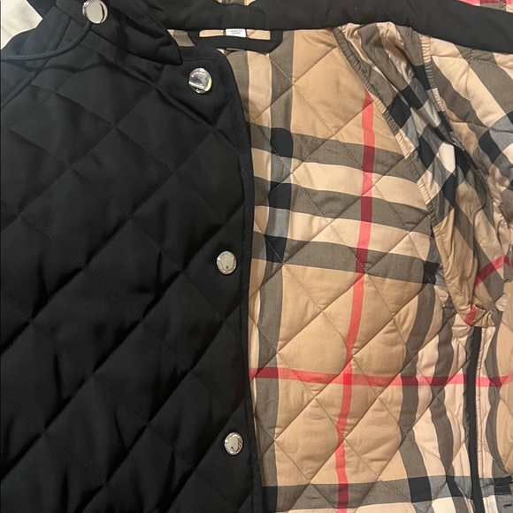 Burberry Beige and Red Checkered Quilted Jacket